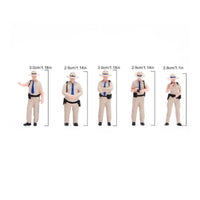 5 Pieces Police Figures Beige Uniforms Hand-Painted Resin Police Figures