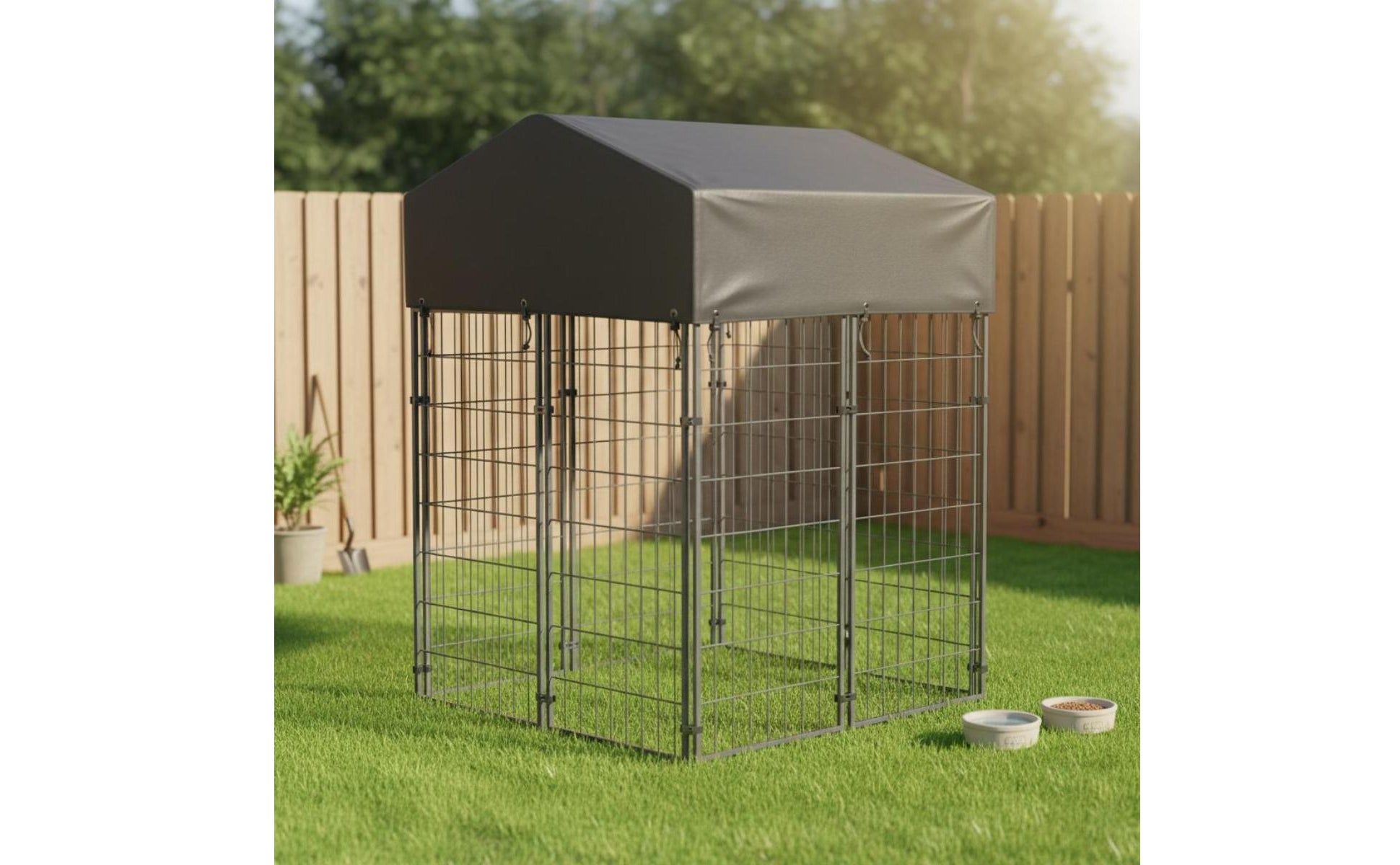 Wire Canine Enclosure Kennel Heavy Duty Roofed Dog Reliable Fastener Latch