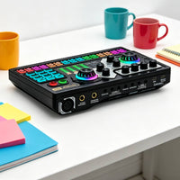 Phone Computer Sound Card Multi-Control Control Live Sound Card 48V Specter Power Live Audio Mixer for Streamers, Singers, Sing-Along