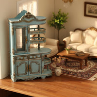 1:12 Scale Cabinet Artisanal Features Mini Display Shelf Ornate Design