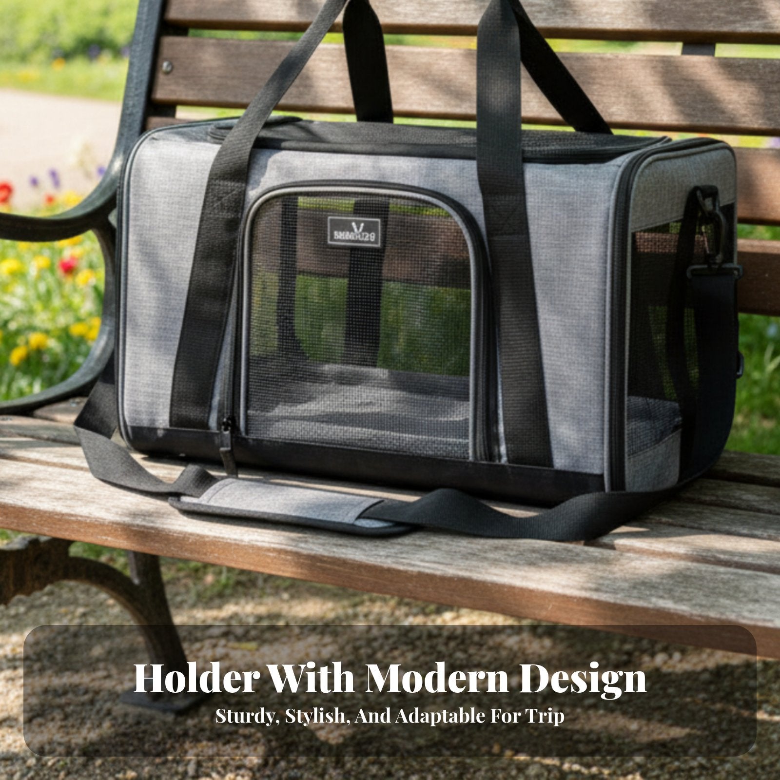 Soft-Sided Pet Carrier Adjustable Shoulder Strap Underseat Pet Travel Bag