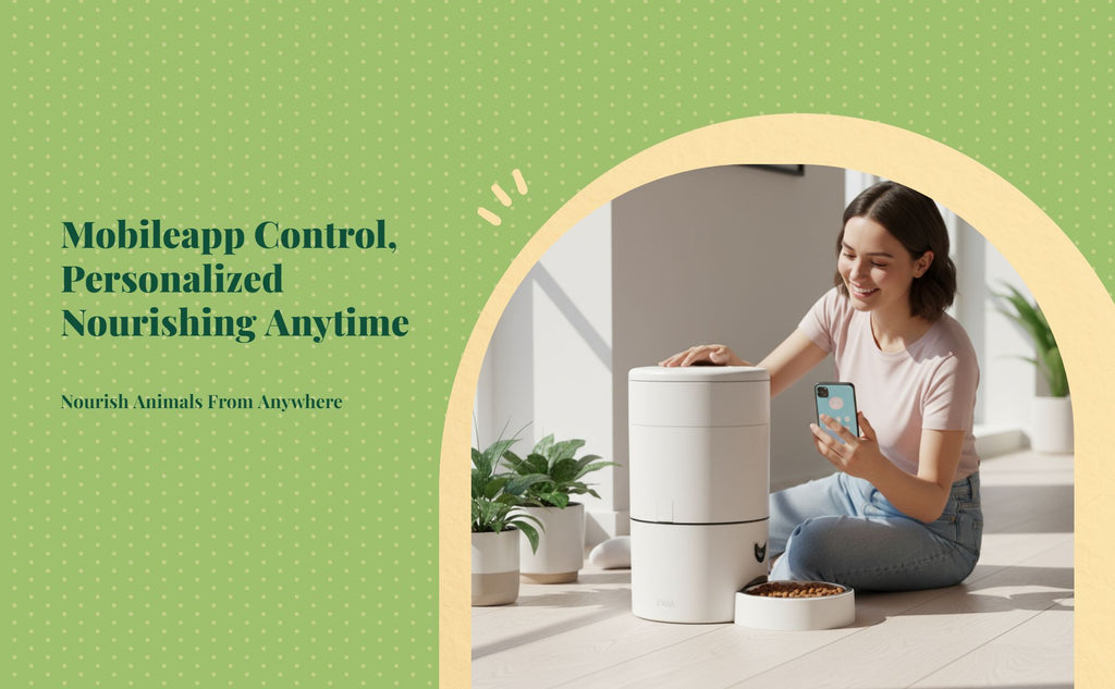 App-controlled pet feeder, timed meals