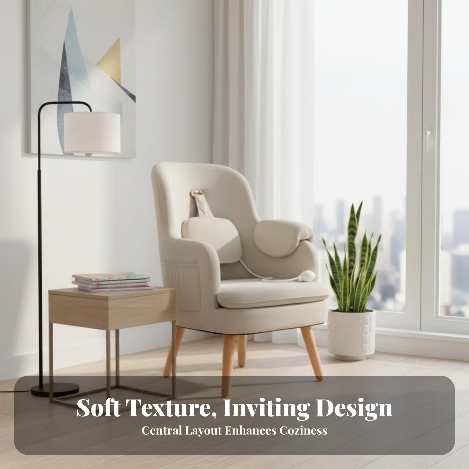 Electric Nursing Chair with Footrest High-Spine Design Maternity Armchair Adjustable Support Sturdy Wood Base for Bedroom