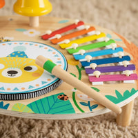 Wooden Music Activity Table Early Learning Xylophone Drum Toy Set Kids Instrument Center Paint Comprehensive Music Center