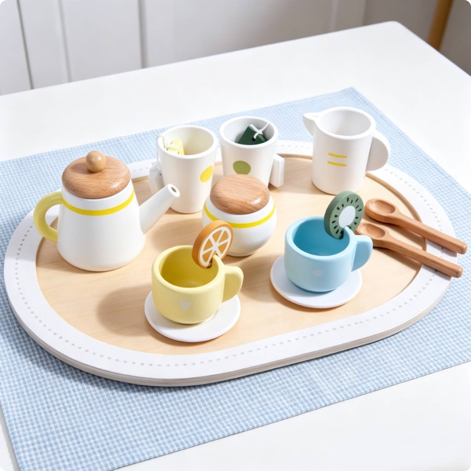 12 Pieces Pretend Tea Party Set Gift Idea Toy Tea Set Small Hands Child Plaything for Girls, Kids, Nursery School
