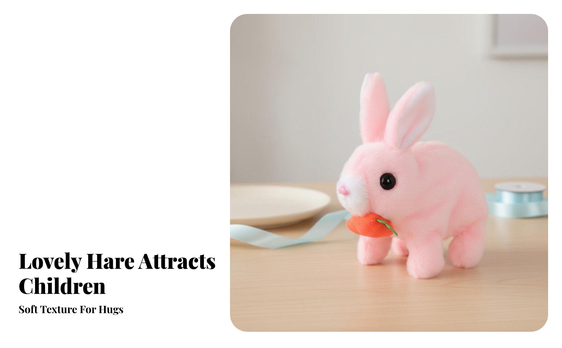 Wiggles Ears Electric Rabbit Toy With Sounds and Movements Walking Bunny Stuffed Toy Battery Operated for Girls, Toddlers