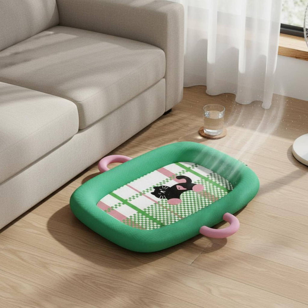 Self-Cooling Pet Mat Neck Support Cooling Pet Bed Gel-Gel-Less for Indoor, Cats