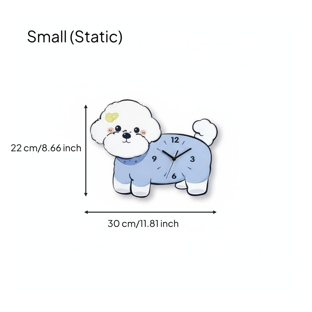 Bichon Frise Wall Clock Unique Gift Wagging Tail Dog Clock for Nursery, Kids