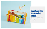 Multifunctional Wooden Percussion Toy for Kids, 8-Note Music Bench, Early Learning Sphere Table