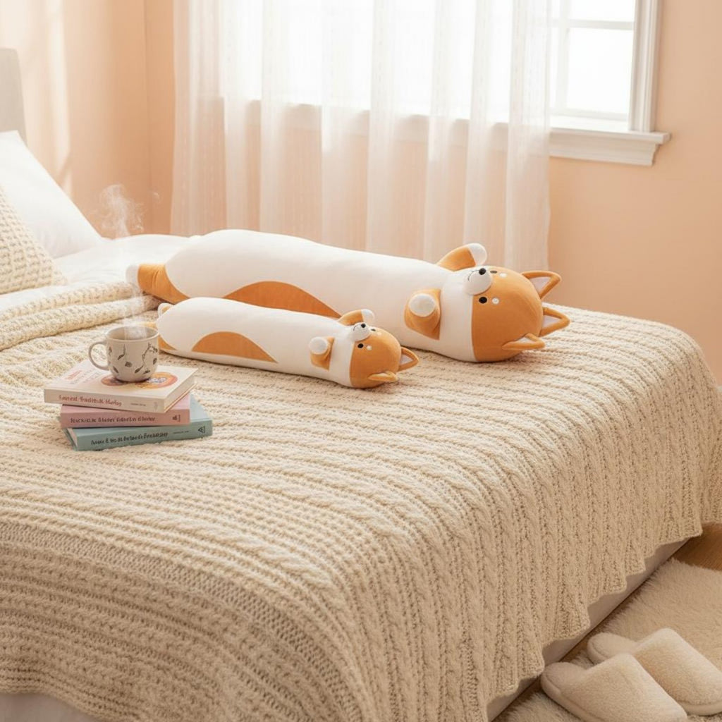 Japanese Dog Breed Cushy Soft and Soft Long Canine Body Pillow Textile Animal Stuffed Toy for Bedroom