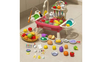 Storage and Drying Area Electric Water Play Sink Included Accessories Running Water Sink Toy Curved Faucet