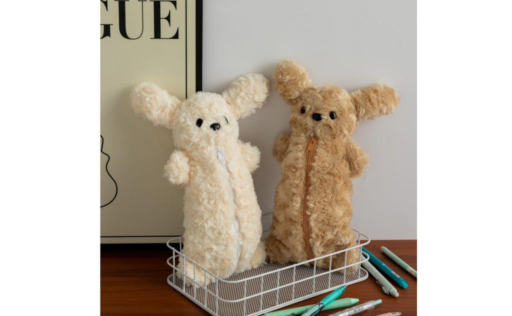 Teddy Dog Writing Instrument Case Portable Fluffy Dog Writing Instrument Pouch