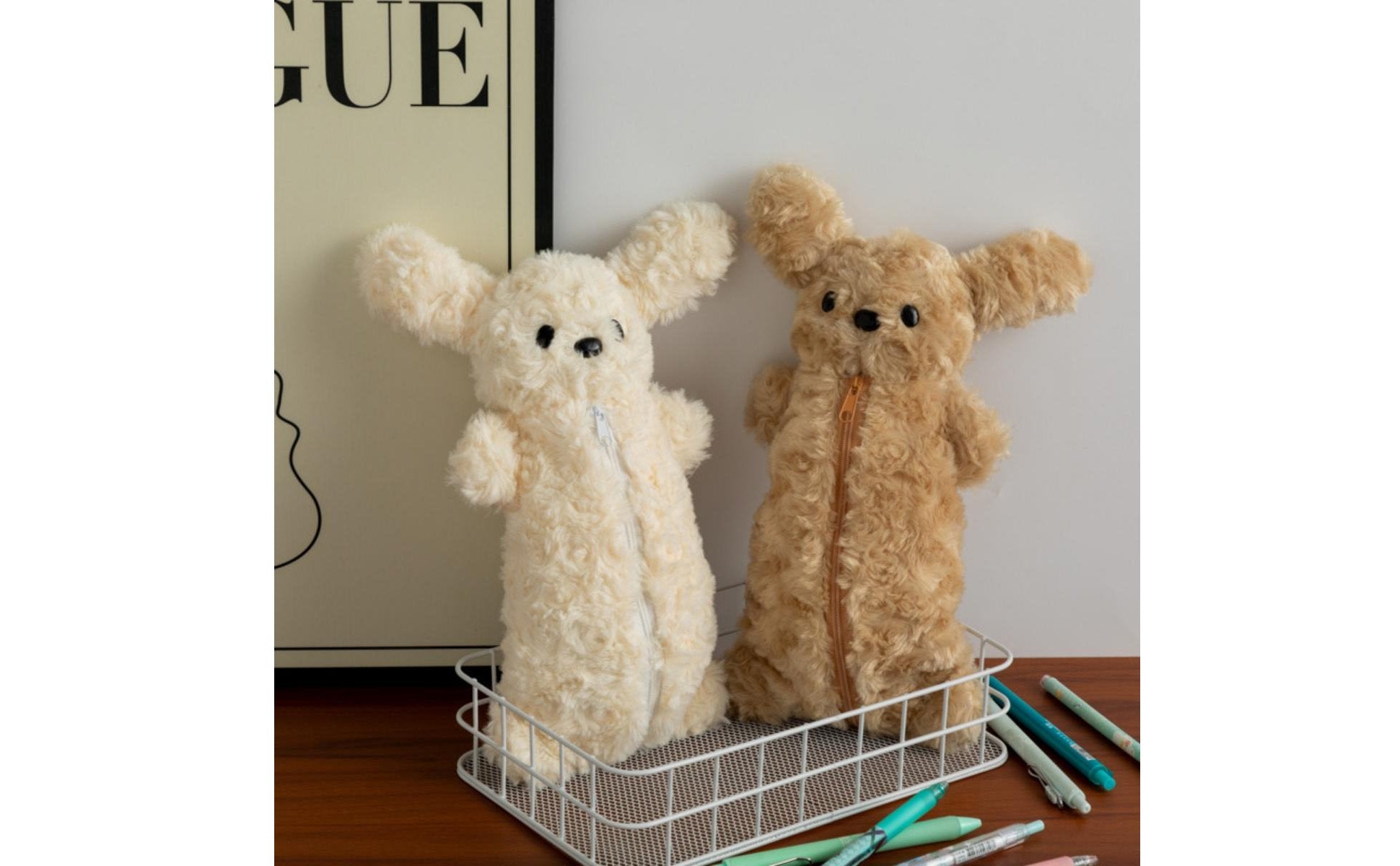 Teddy Dog Writing Instrument Case Portable Fluffy Dog Writing Instrument Pouch