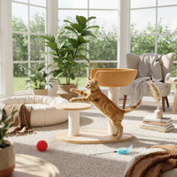 Wooden Feline Tree Curved Ledges Feline Climbing Climber Sturdy and Stable