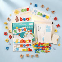 Wooden Spelling Game Rounded Shapes Letter Set Flash Cards Set Smooth Edges