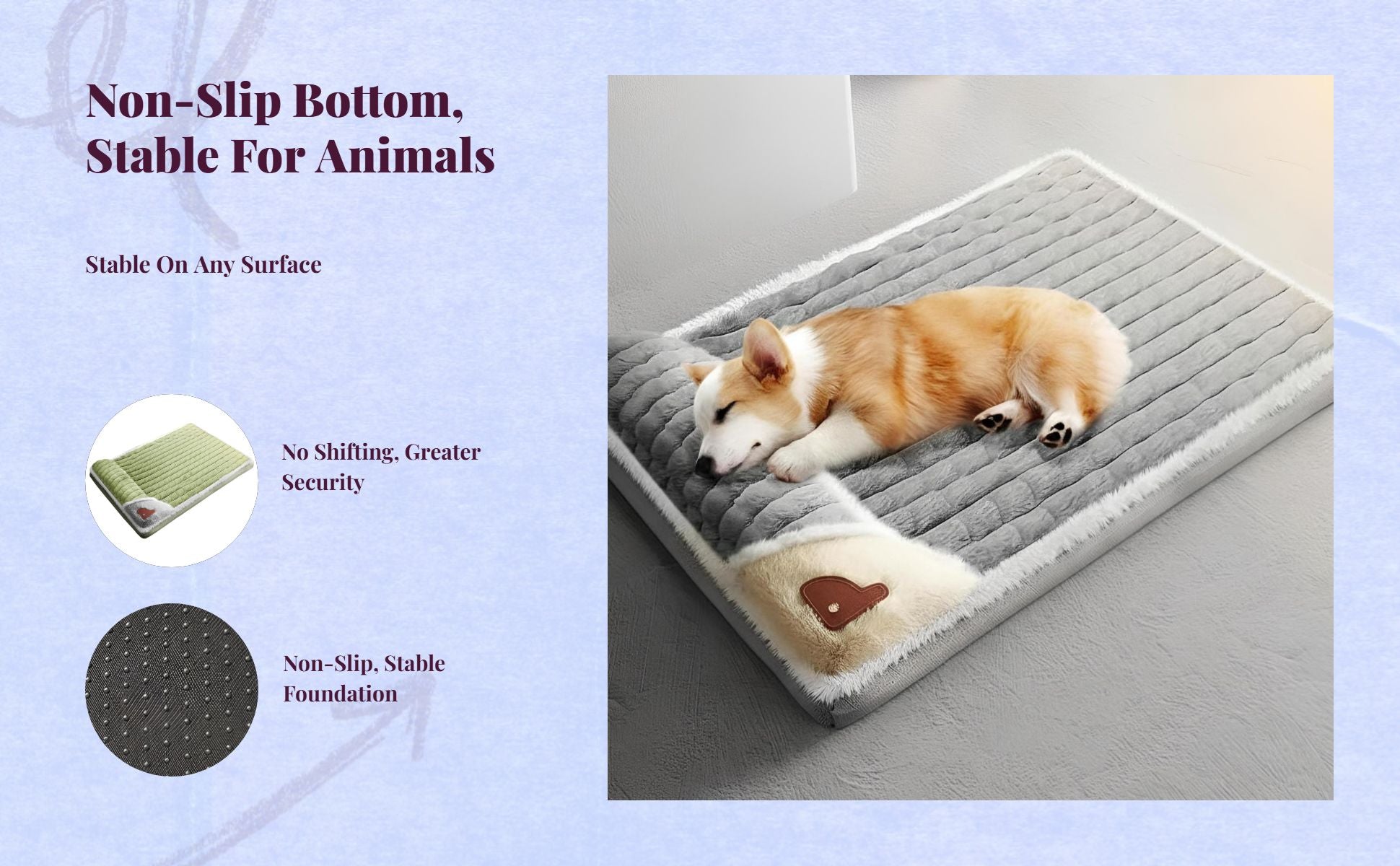 Automatic Warming Dog Bed Mat, Non-Slip, Removable Cover