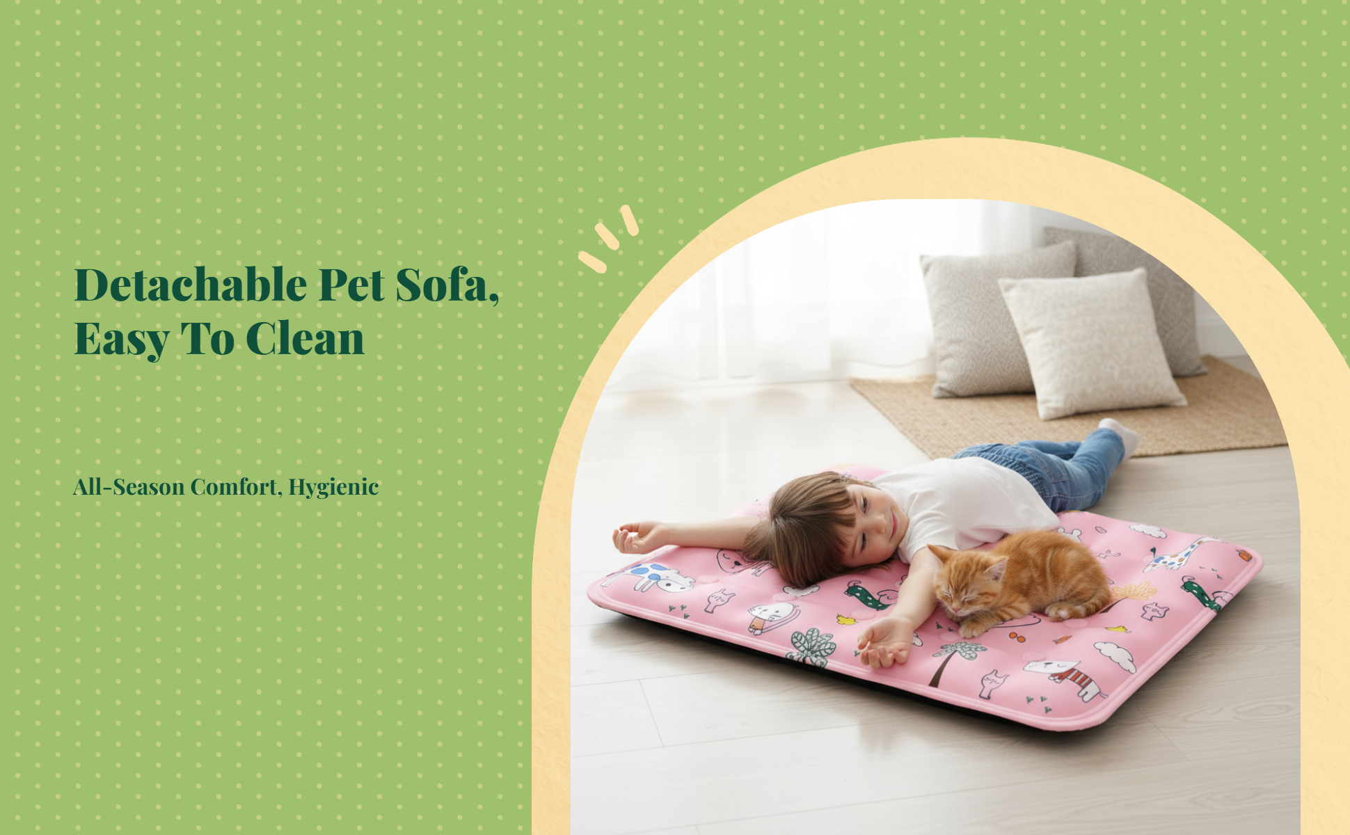 Elevated Cat Sofa Bed, Detachable Pet Couch, Soft Support