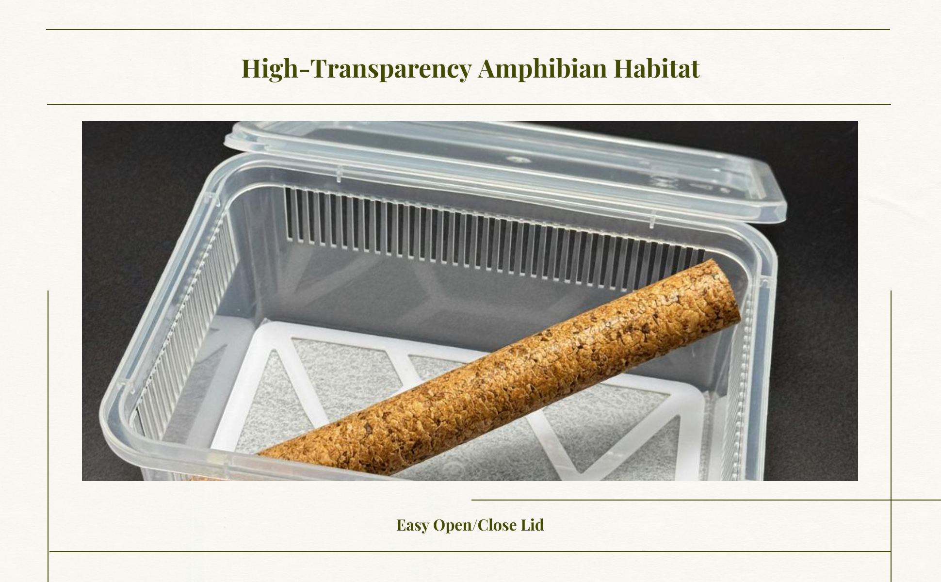Ventilated gecko terrarium, easy access