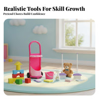 Kids Broom and Mop Set Role-Playing Fun Toy Cleaning Cart Set Educational Childrens Cleaning Tools for Girls, Young Children