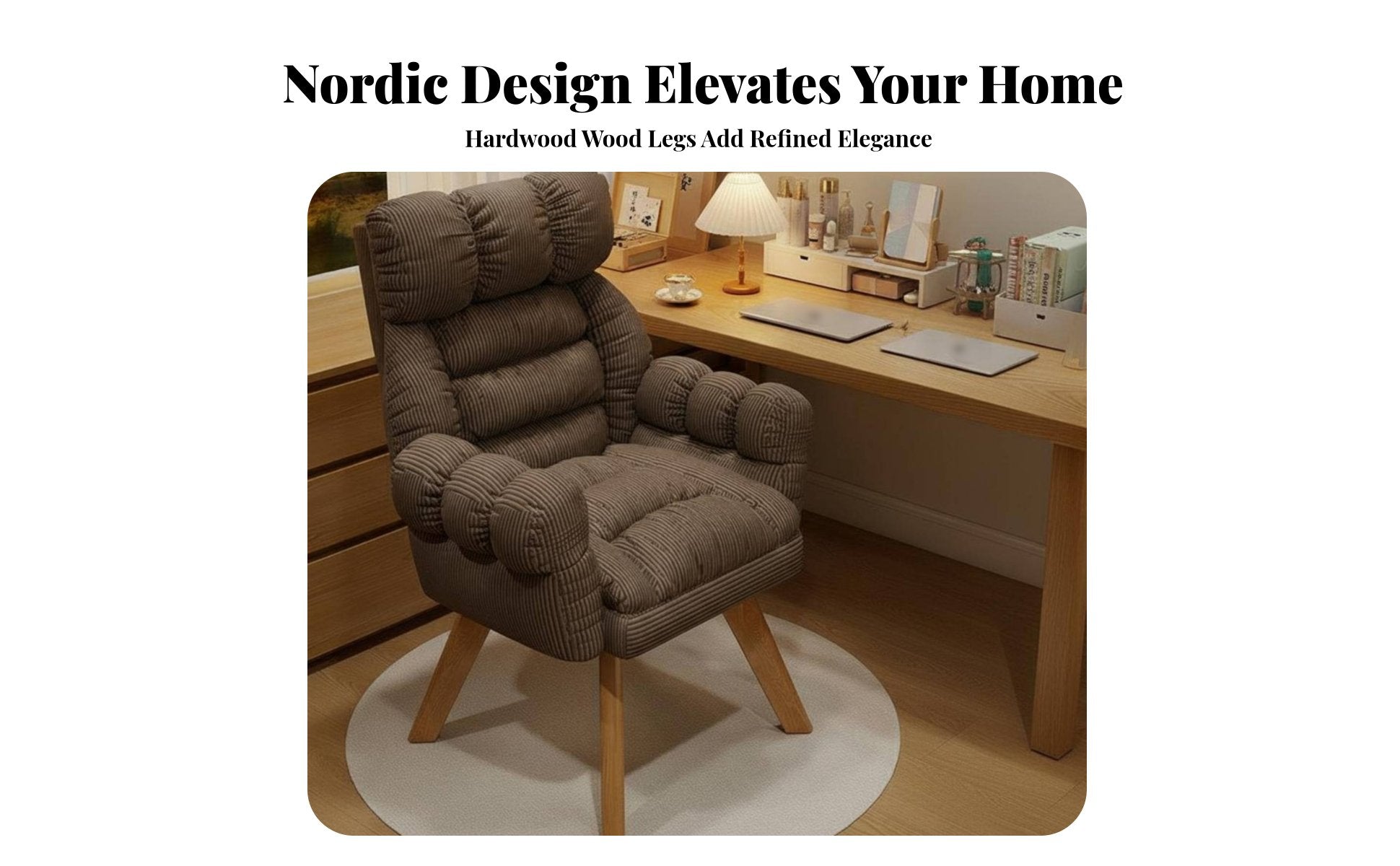 Upholstered Rotate Armchair High Spine Support Lounge Chair Thickly Padded Modern & Look for Readers, Homeowners, Bedroom
