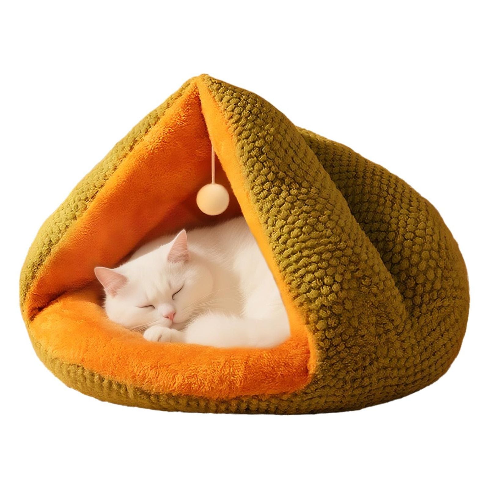 Plush cat bed with washable pad