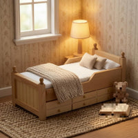 OB11 Dollhouse Bed Slatted Design Four-Poster Dollhouse Bed White Bedding