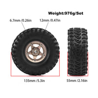 4 Pieces 2.2 Inch Beadlock Wheel Rim High Traction Metal Rim Tire Mud Terrain