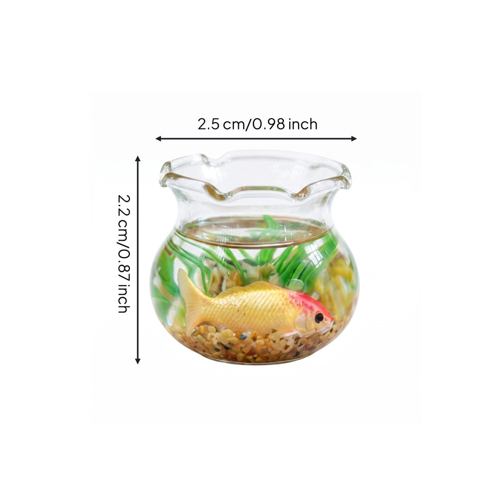 Dollhouse Aquatic Aquarium Flared Rim Mini Aquatic Bowl Gravel Bottom