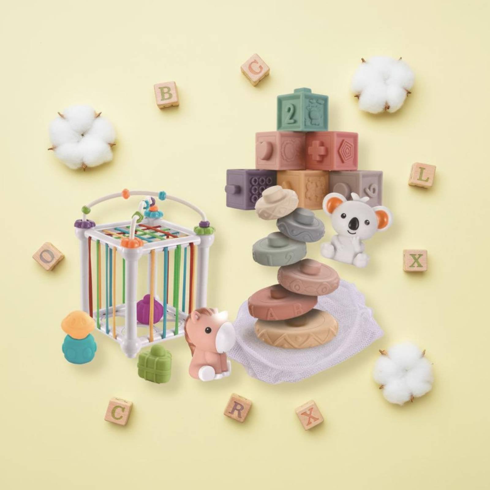Soft Stacking Blocks Textured Silicone Baby Blocks Fine Movement Skills