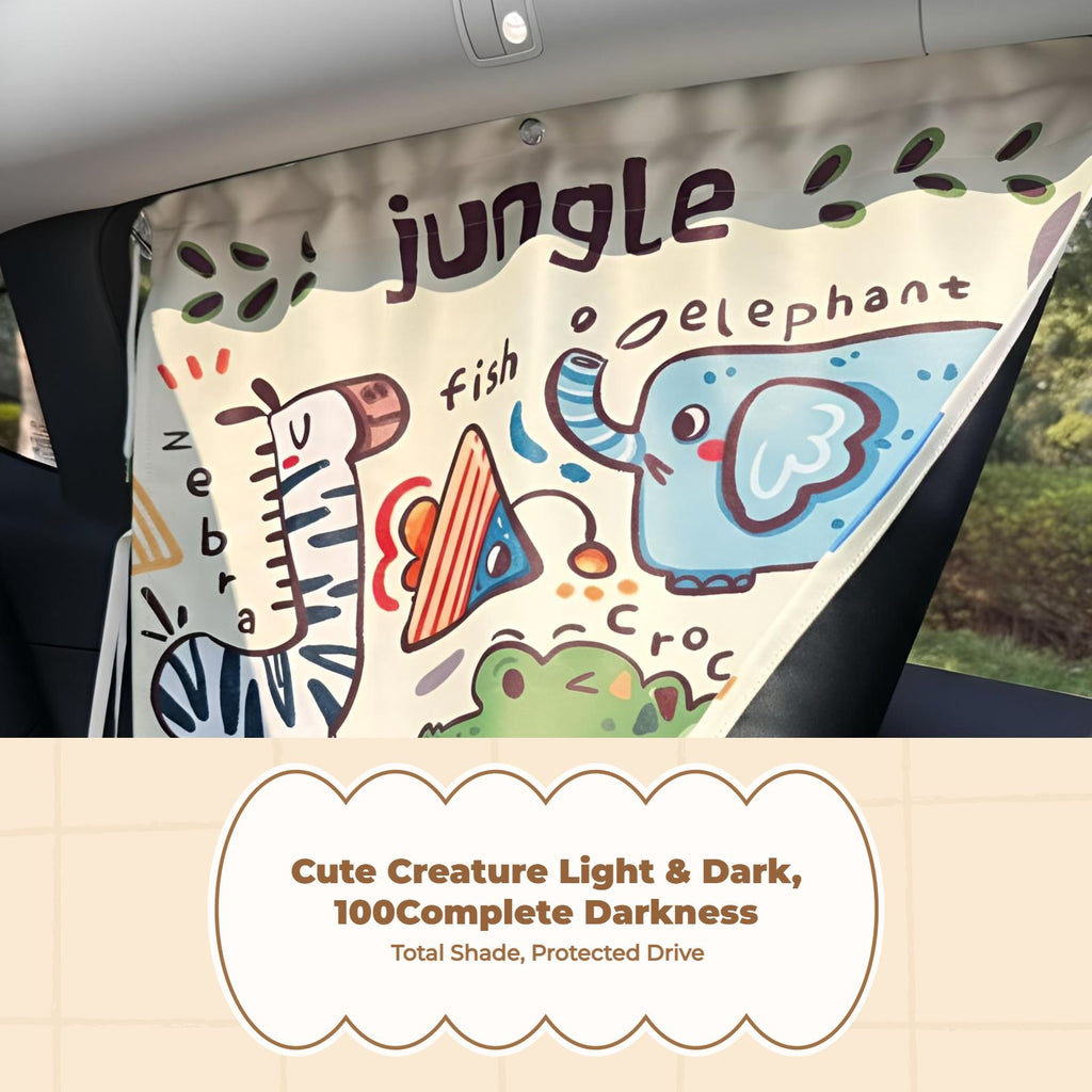 Car sun and shade Screen, Retractable Suction Holder, Sun Protection, Cartoon Design, Side Window Sun Block for Children, Infants, Passengers