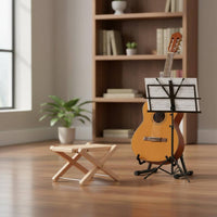 Guitar Footrest Natural Wood Finish Music Accessory Metal Support Rods
