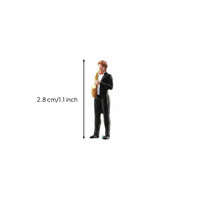 1/64 Scale Musician Figure Detailed Miniature Saxophone Player Hand Painted Tiny Orchestra Member Figurine for Model Car Displays, Sand Tables