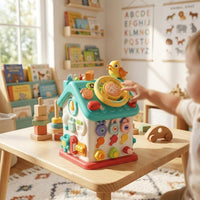House-Shaped Busy Board Fine Muscle Skills Six-Sided Activity Board Educational