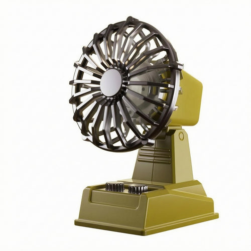 USB Rechargeable Fan Compact Retro Desk Fan Round Grille for Office, Dorm Room