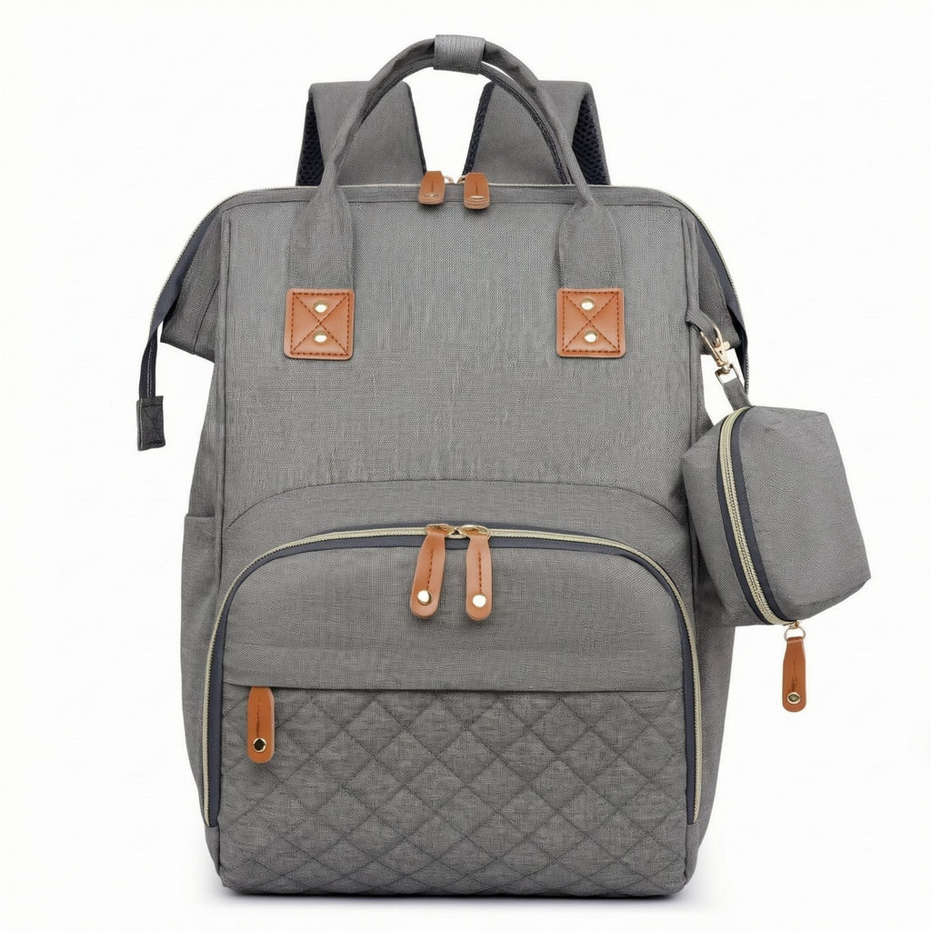 Multifunction Diaper Backpack Quilted Front Nursery Storage Top Handle