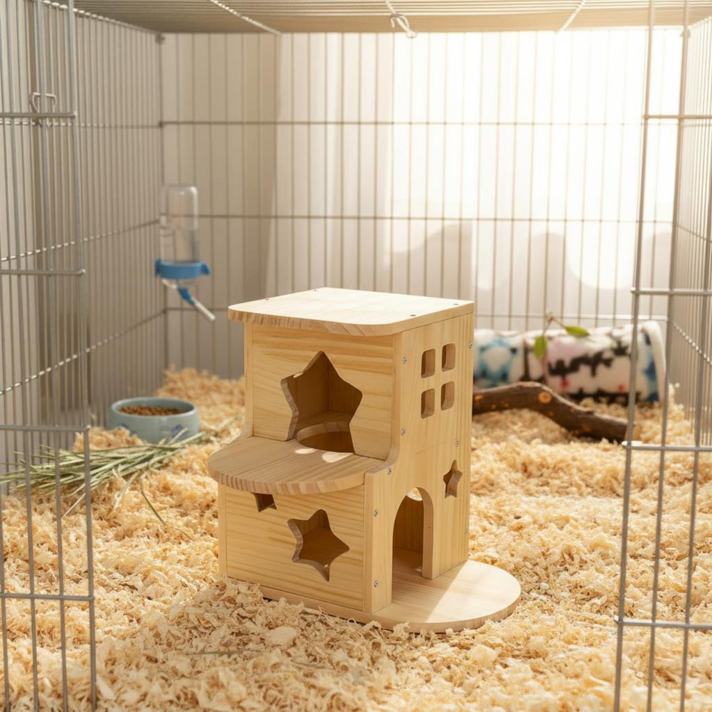 Multi-Layer Wooden Hideout Large Space Wooden Pet Hideout House Enclosure