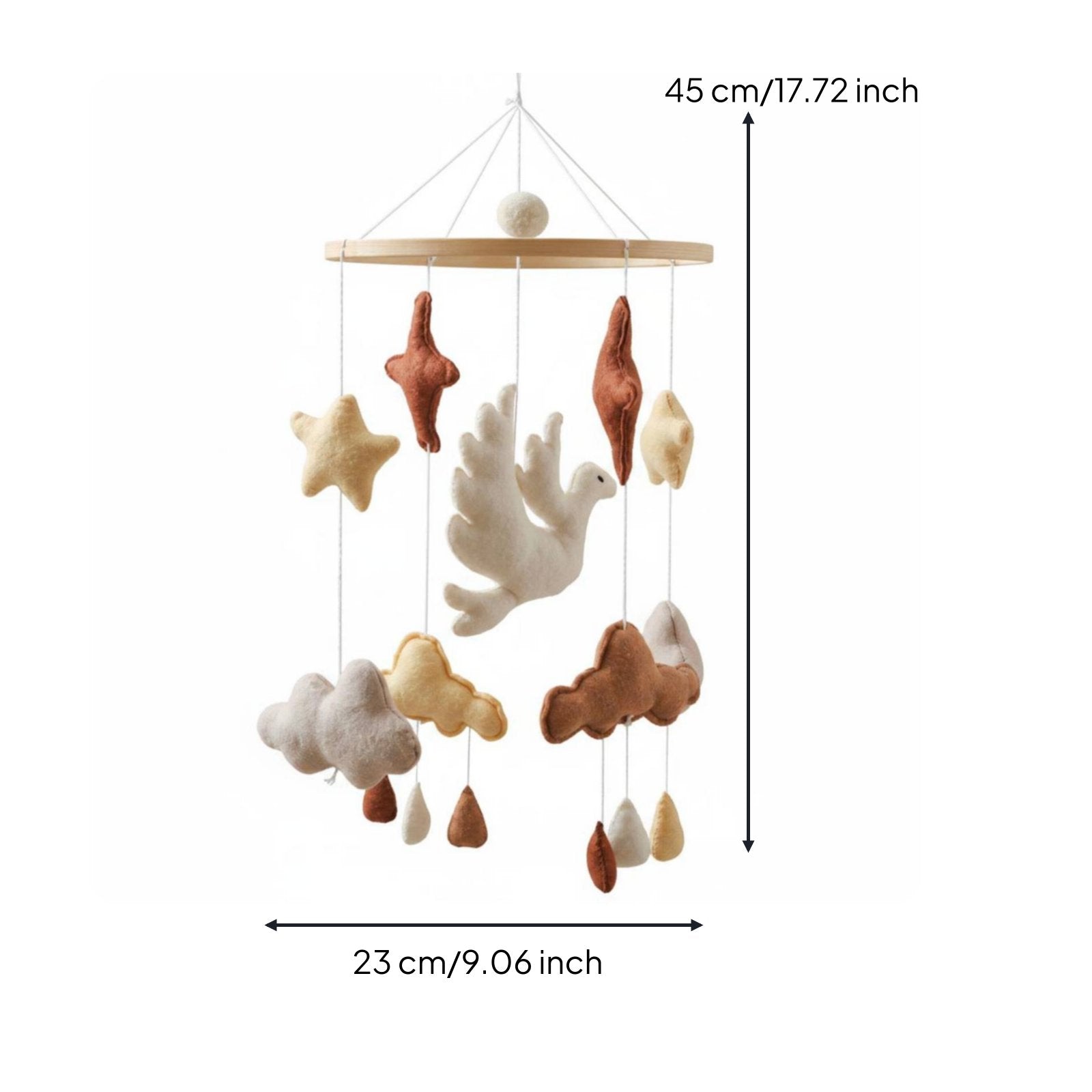 Felt Crib Mobile Nordic Design Nursery Hanging Toy Soothing for Newborns