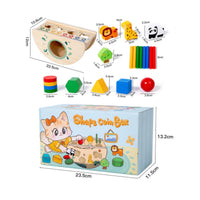 Wooden Shape Sorting Box Stacking Cognitive Toy Box Hand-Eye Coordination