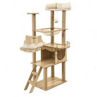 Wooden Feline Tree Sisal-Wrapped Pet Furniture Padded