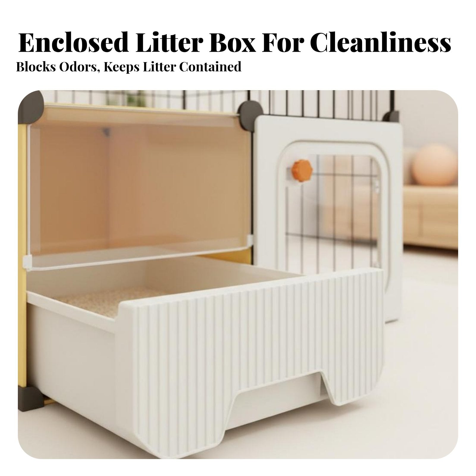 Multi-Level Cat Condo with Litter Box Enclosure Ventilated for Indoors, Bedroom