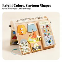 Foldable Busy Board Latch Panel Wooden Busy Board Lacing for Children