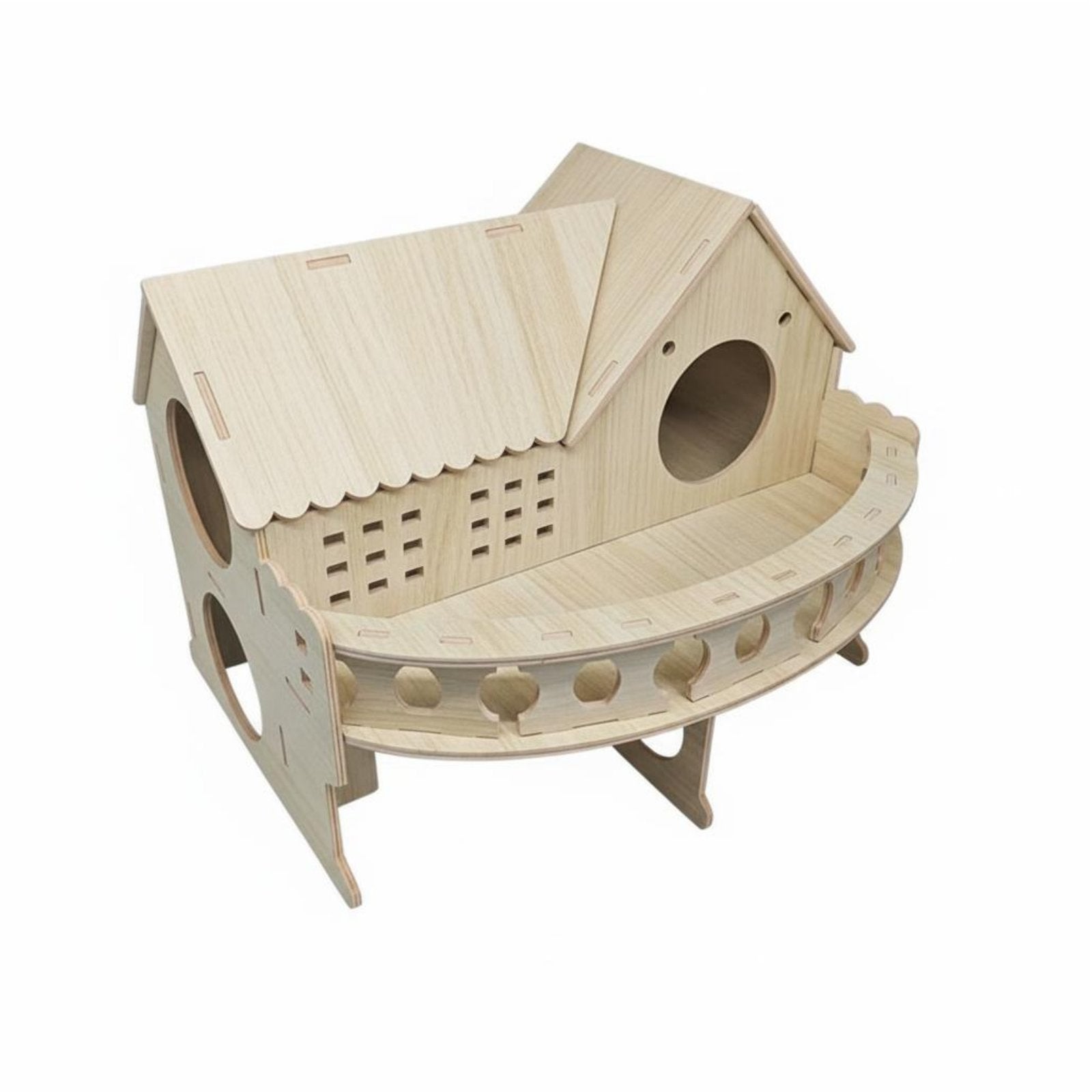 Wooden Hamster House Natural Wood Material DIY Hamster Villa Safe Polished Edges