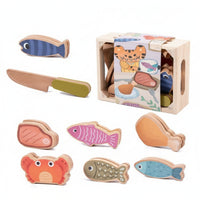 Cartoon Details Wooden Pretend Food Set Children's Kitchen Accessory Toy Portable