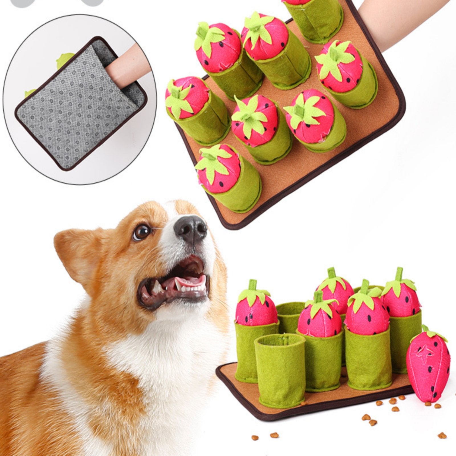 Strawberry Snuffle Mat Mental Stimulation Soft Food Hiding Dog Toy