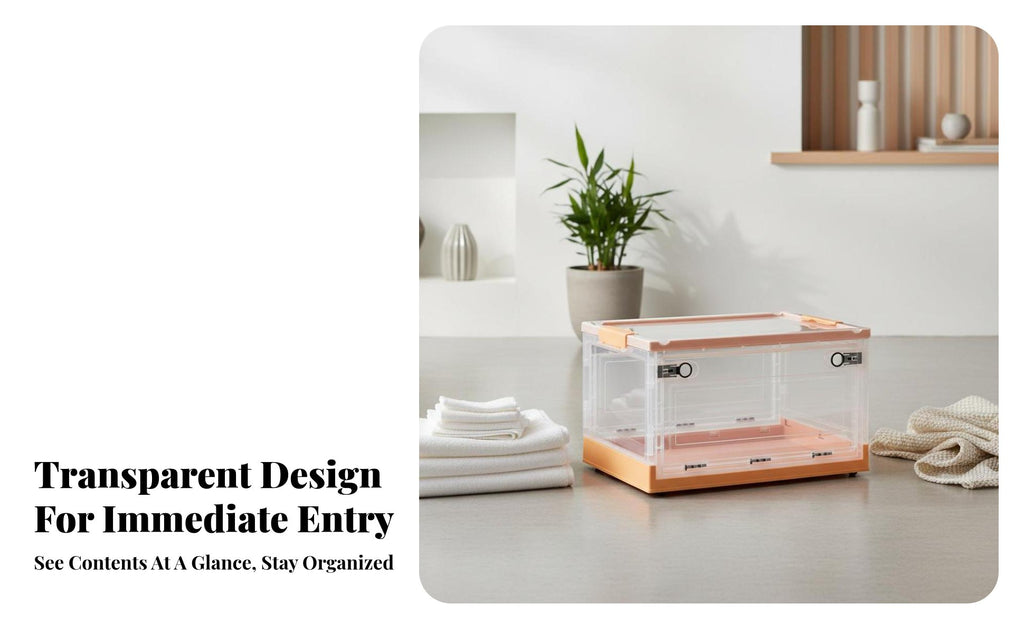 Foldable Storage Box Large Capacity Stackable Storage Bin with Doors