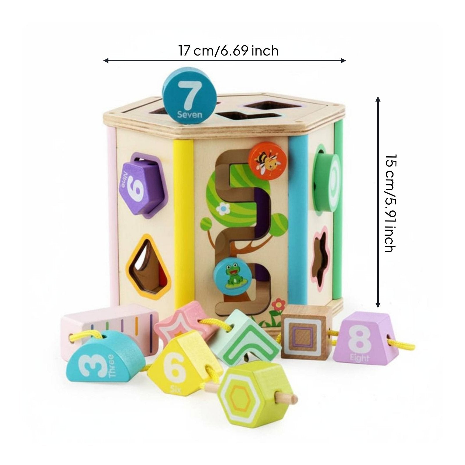 Wooden Shape Sorting Toy Early Learning Wooden Shape Sorter Fine Motor Skills Educational Sorting Box for Young Children, Infants, Nursery, Preschool