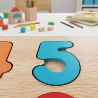 Rectangular Wooden Shape-Matching Board Removable Pieces Learning Toy Fine