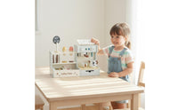 Children's Dessert Shop Toy and Pretend Coffee Shop Set Fine Motor Skills Wooden Coffee Maker Toy for Preschoolers