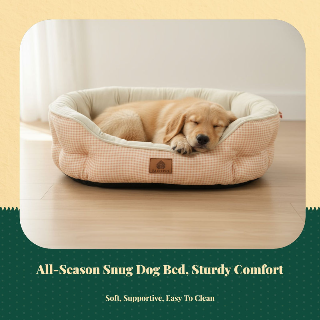 Plush dog bed, non-slip, easy-clean