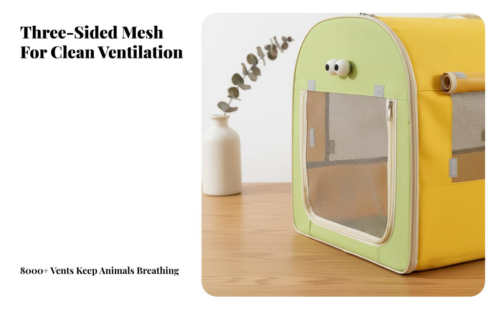 Foldable Car Seat Box for Dogs Breathable Mesh panels Travel Accessory
